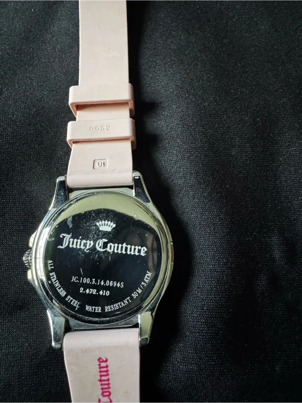 Juicy Couture Light Pink Silicone Strap Logo Back Watch